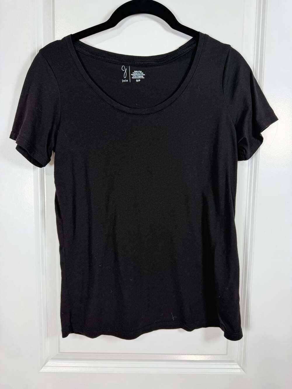 Joie Women's Black Scoop Neck Cotton Modal Blend T-Shirt Size S